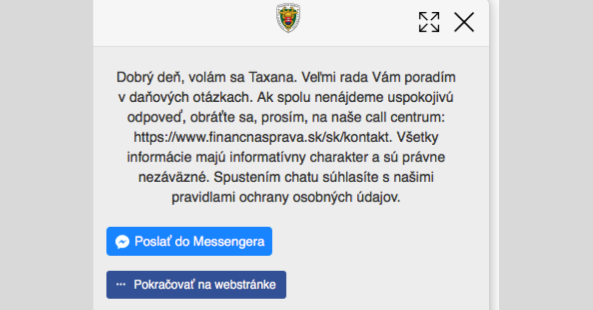 Taxana chatbot financnej spravy