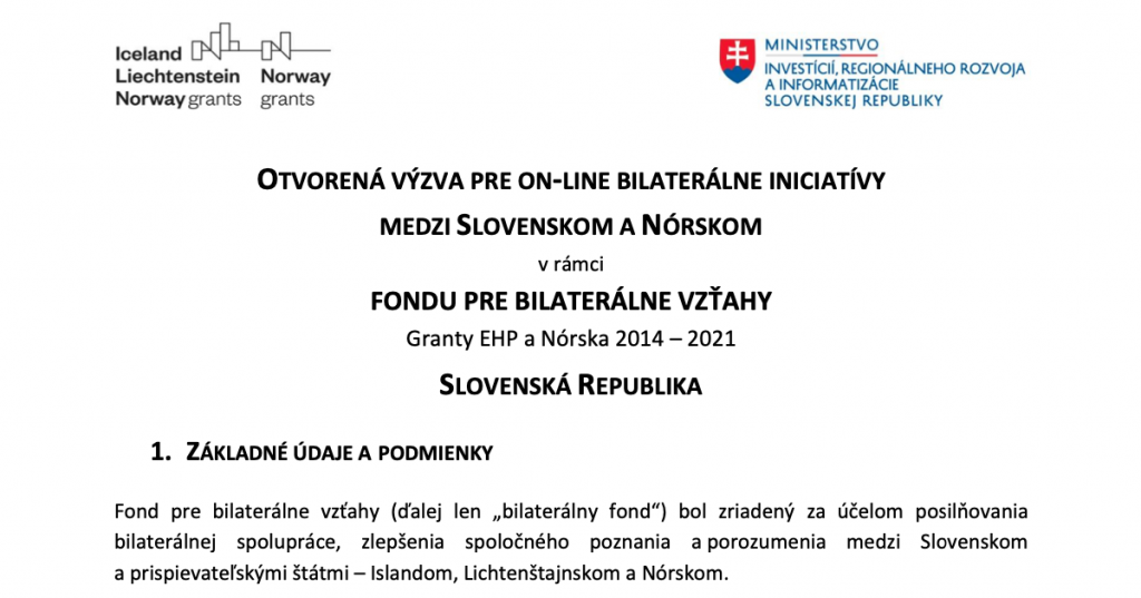 bilaterálne iniciatívy medzi Slovenskom a Nórskom